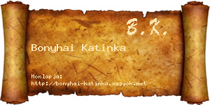 Bonyhai Katinka névjegykártya